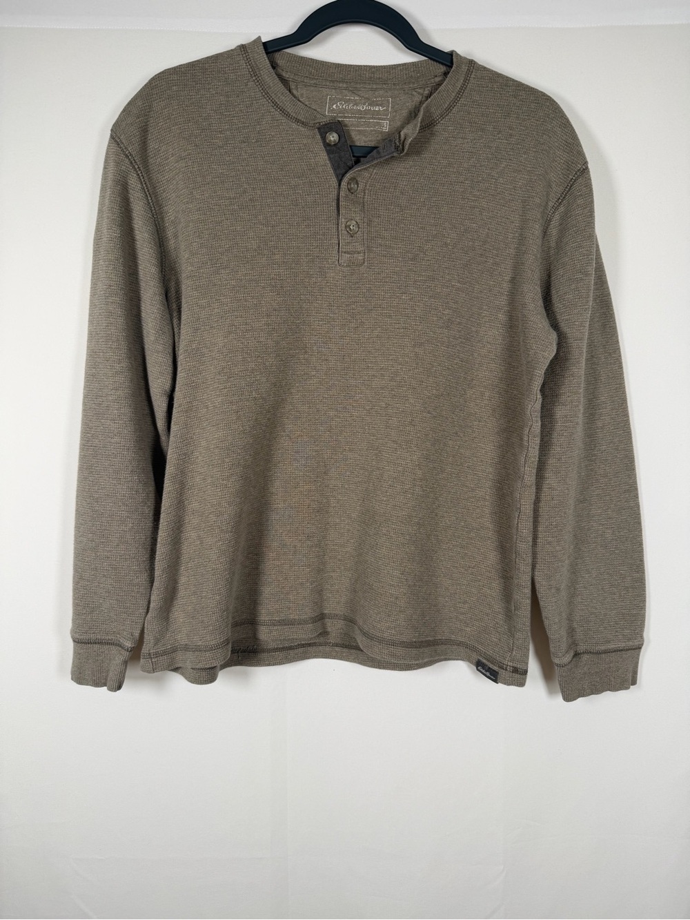 Eddie Bauer Men's Waffle Long-Sleeve Henley Shirt Granola, Outdoors, Base Layer